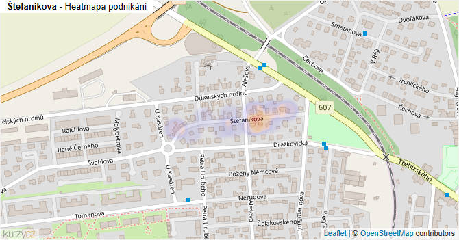 Štefanikova - mapa podnikání