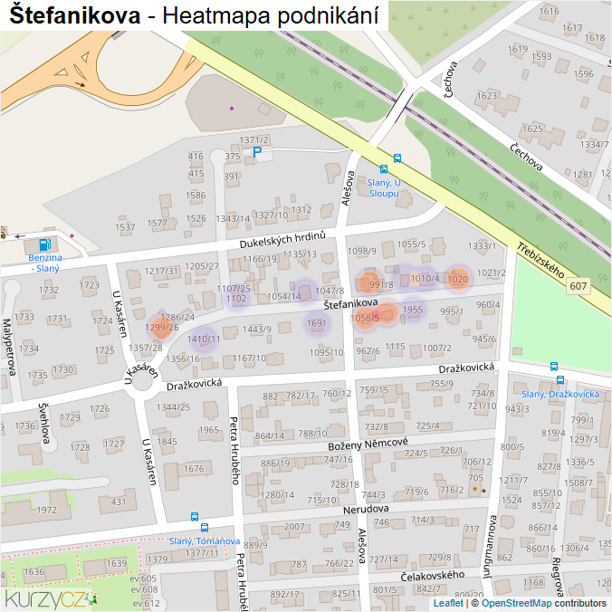 Mapa Štefanikova - Firmy v ulici.