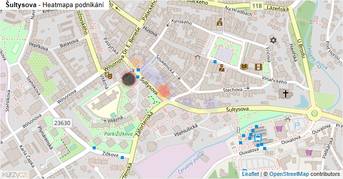 Šultysova - mapa podnikání
