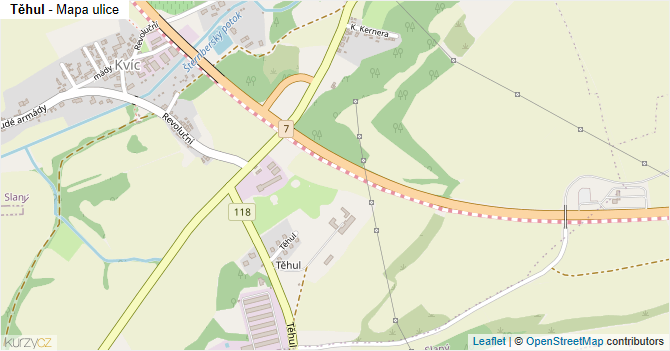 Těhul - mapa ulice