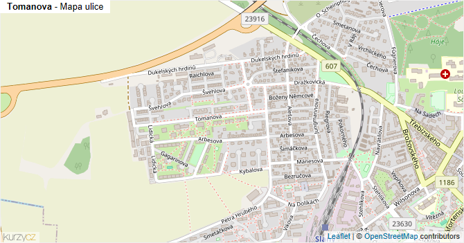 Tomanova - mapa ulice