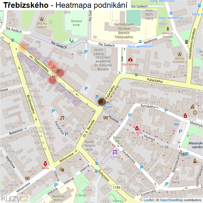 Mapa Třebízského - Firmy v ulici.