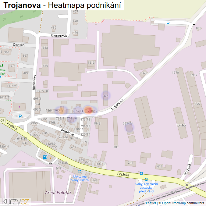 Mapa Trojanova - Firmy v ulici.