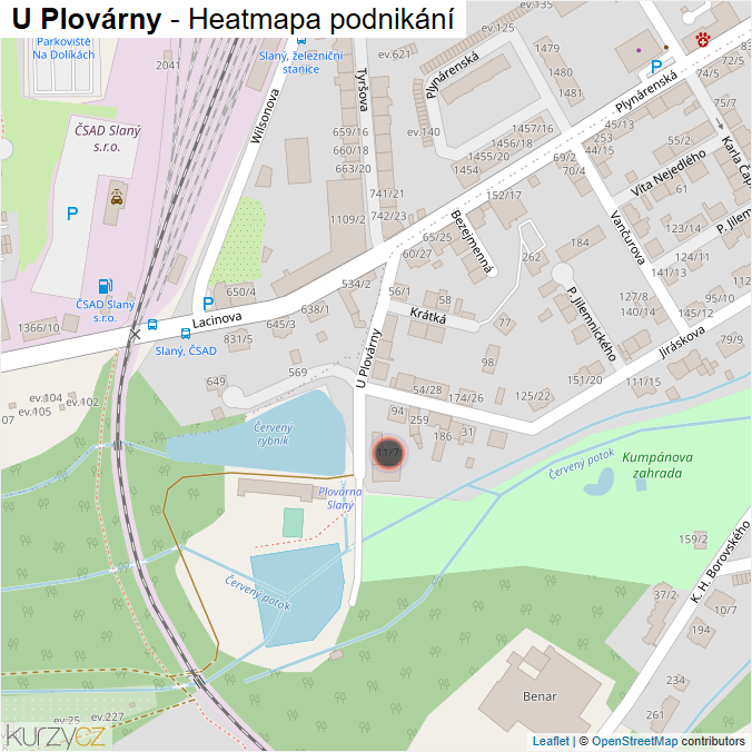 Mapa U Plovárny - Firmy v ulici.