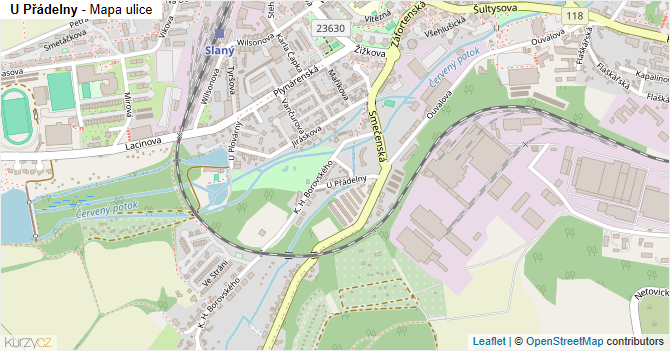 U Přádelny - mapa ulice