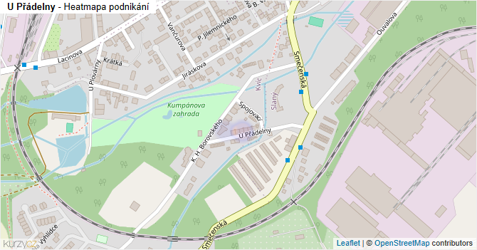 U Přádelny - mapa podnikání