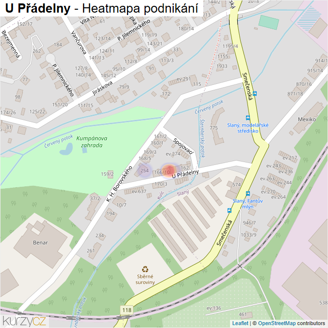 Mapa U Přádelny - Firmy v ulici.