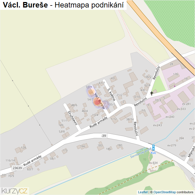Mapa Václ. Bureše - Firmy v ulici.
