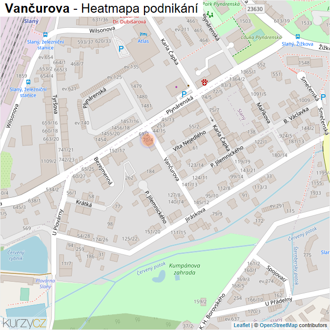 Mapa Vančurova - Firmy v ulici.