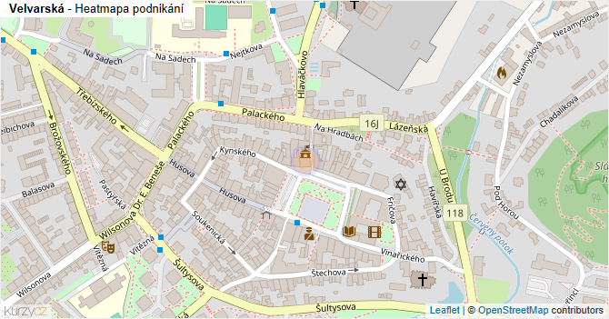 Velvarská - mapa podnikání