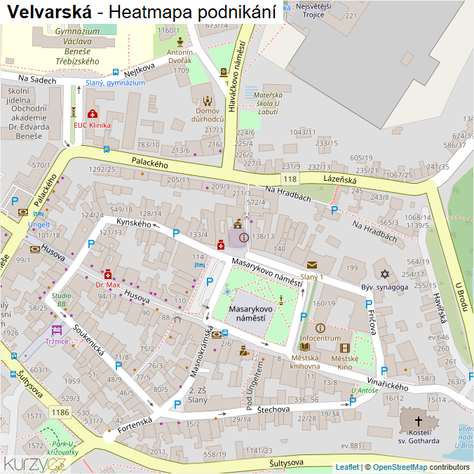 Mapa Velvarská - Firmy v ulici.
