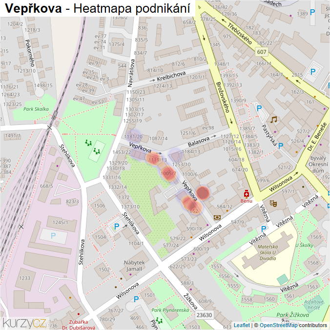 Mapa Vepřkova - Firmy v ulici.