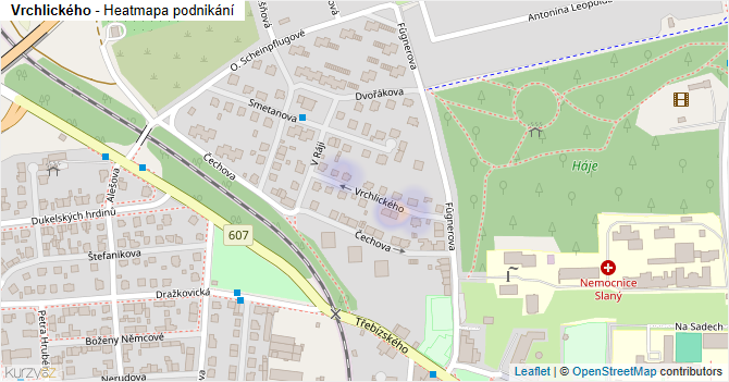 Vrchlického - mapa podnikání