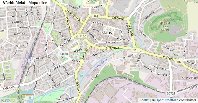 Všehlušická - mapa ulice