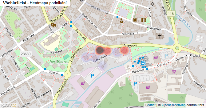 Všehlušická - mapa podnikání