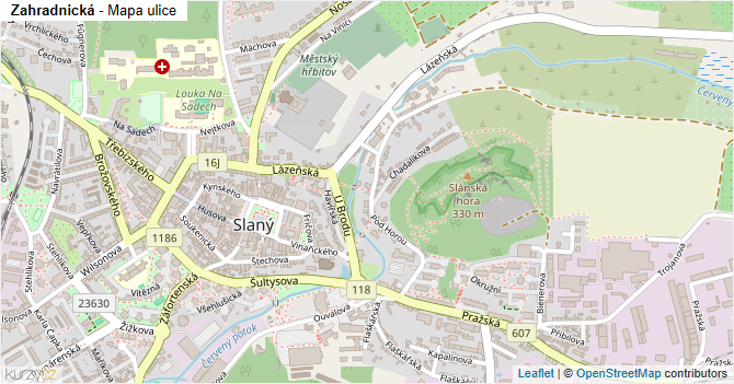 Zahradnická - mapa ulice