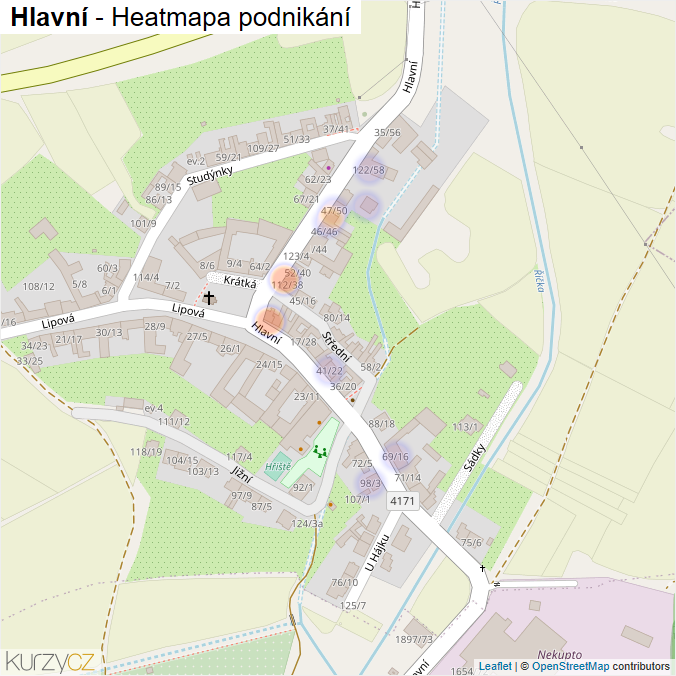 Mapa Hlavní - Firmy v ulici.