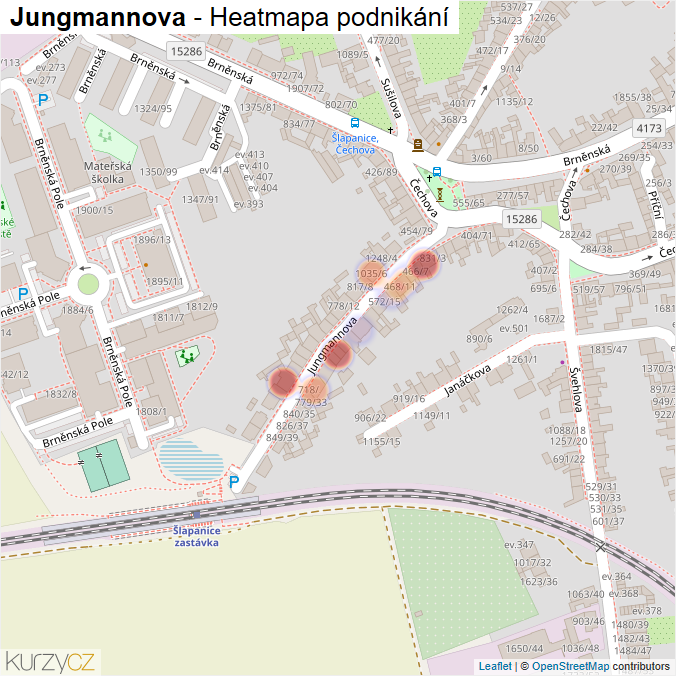 Mapa Jungmannova - Firmy v ulici.
