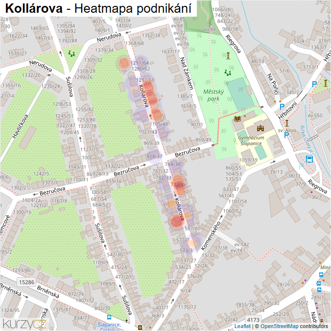 Mapa Kollárova - Firmy v ulici.
