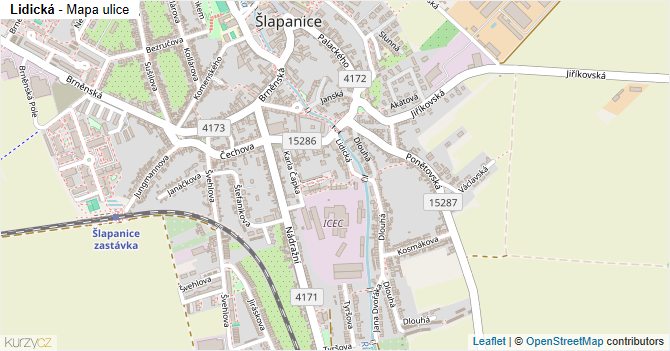 Lidická - mapa ulice