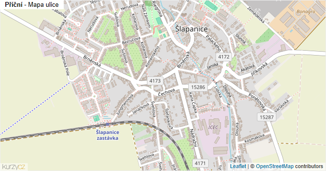 Příční - mapa ulice