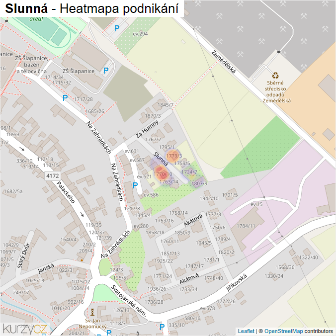 Mapa Slunná - Firmy v ulici.