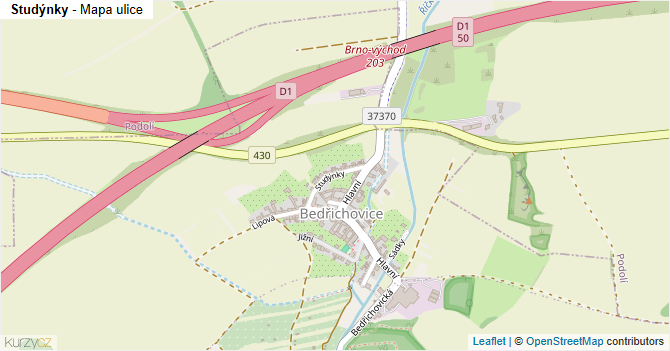 Studýnky - mapa ulice