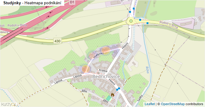 Studýnky - mapa podnikání