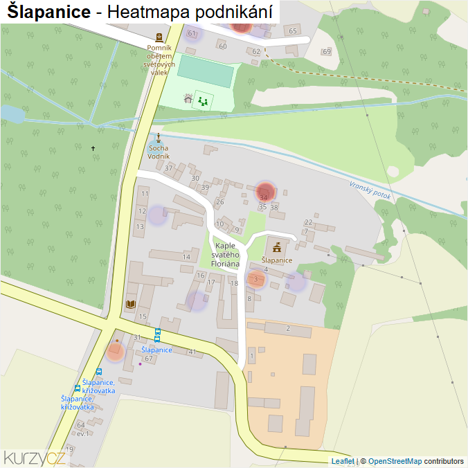 Mapa Šlapanice - Firmy v části obce.