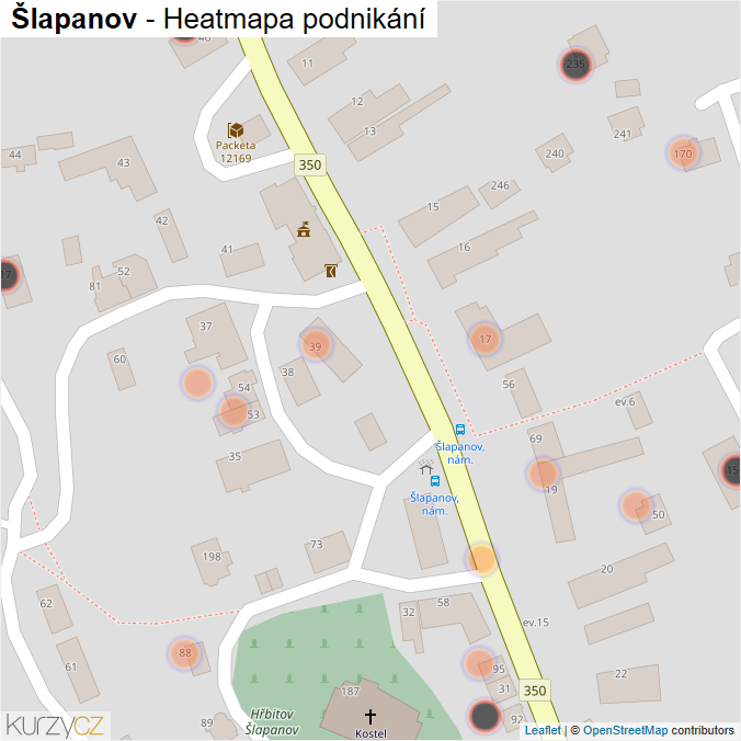 Mapa Šlapanov - Firmy v obci.