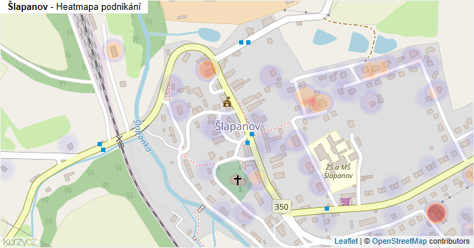Šlapanov - mapa podnikání