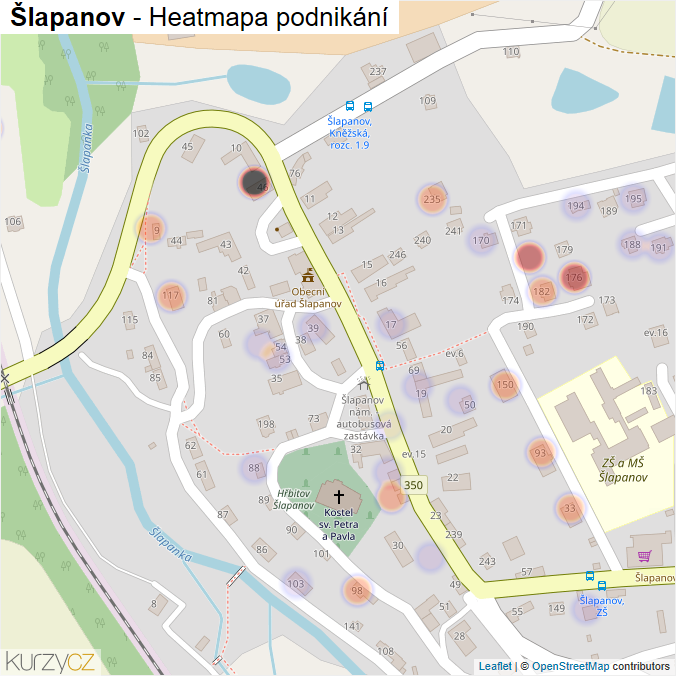 Mapa Šlapanov - Firmy v části obce.