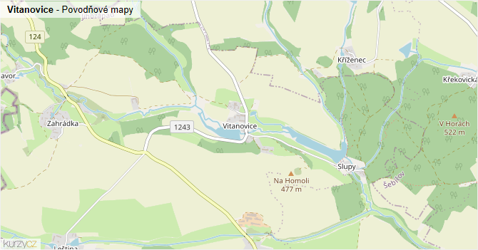 Vitanovice - záplavové mapy stoleté vody