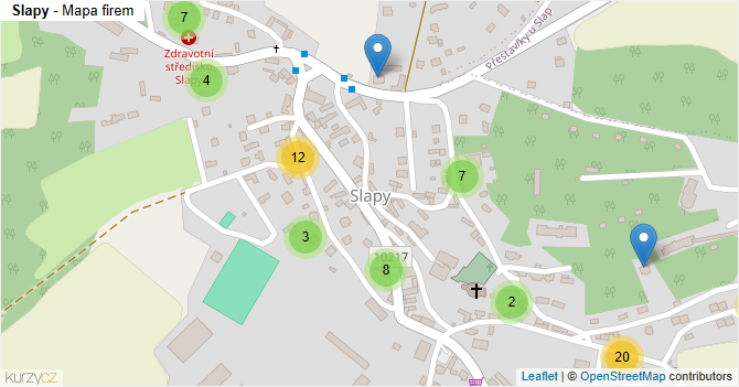 Slapy - mapa firem
