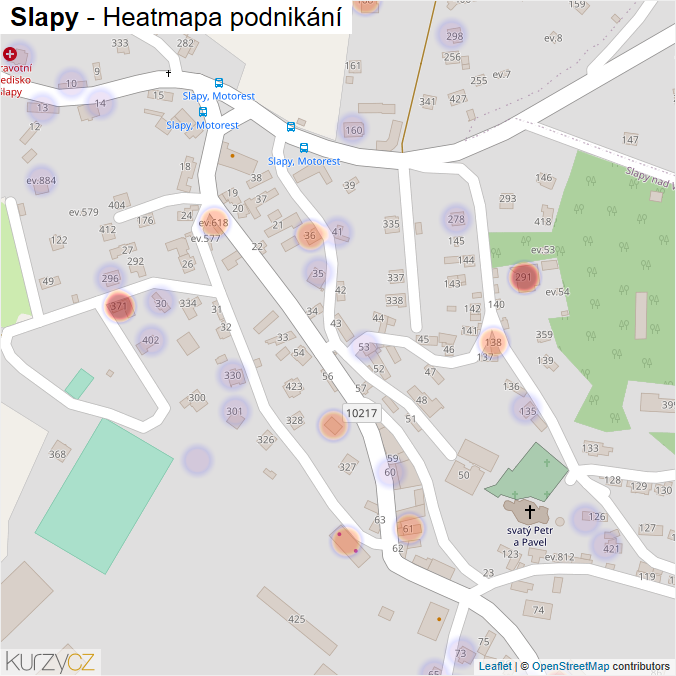 Mapa Slapy - Firmy v části obce.