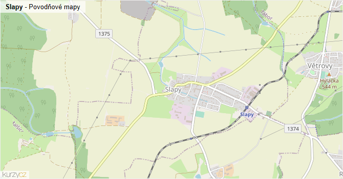 Slapy - záplavové mapy stoleté vody