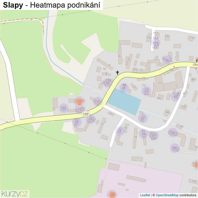 Mapa Slapy - Firmy v části obce.