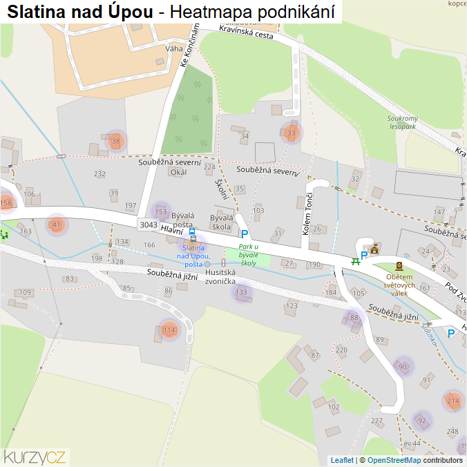 Mapa Slatina nad Úpou - Firmy v části obce.