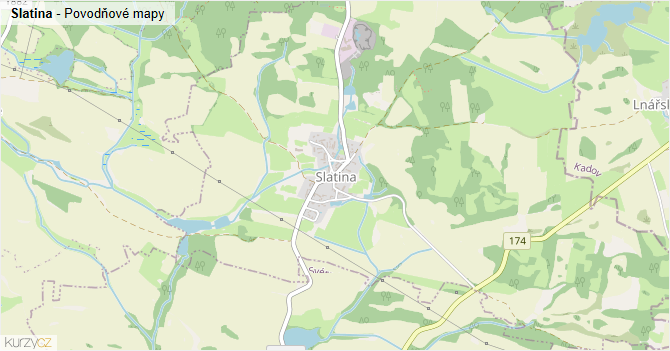 Slatina - záplavové mapy stoleté vody