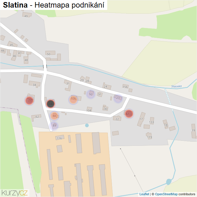 Mapa Slatina - Firmy v části obce.