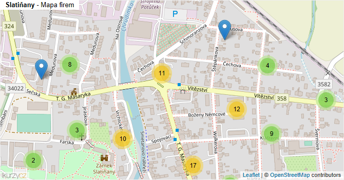 Slatiňany - mapa firem