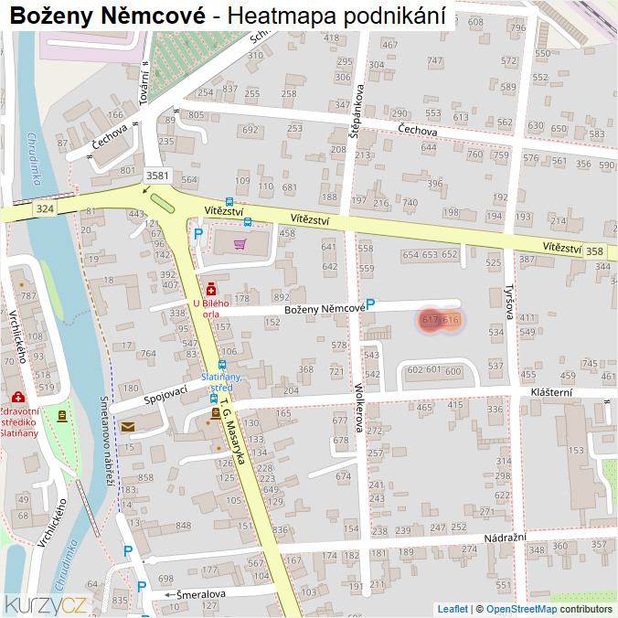 Mapa Boženy Němcové - Firmy v ulici.