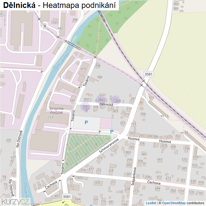 Mapa Dělnická - Firmy v ulici.
