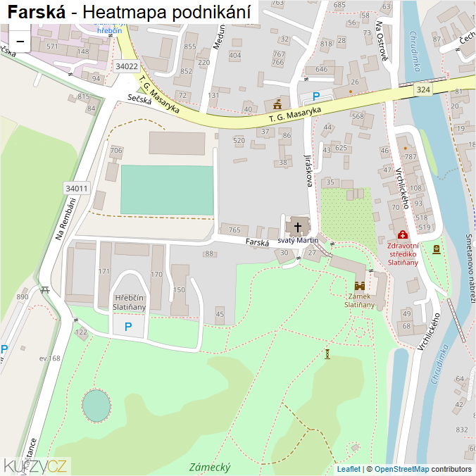 Mapa Farská - Firmy v ulici.