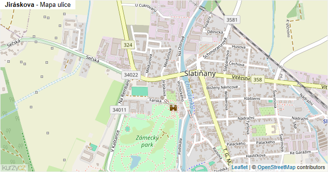 Jiráskova - mapa ulice