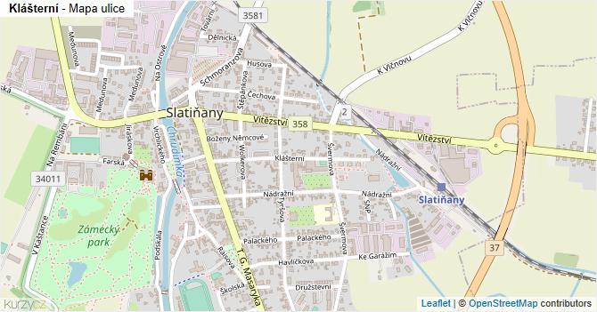 Klášterní - mapa ulice