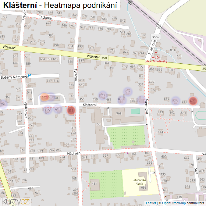 Mapa Klášterní - Firmy v ulici.