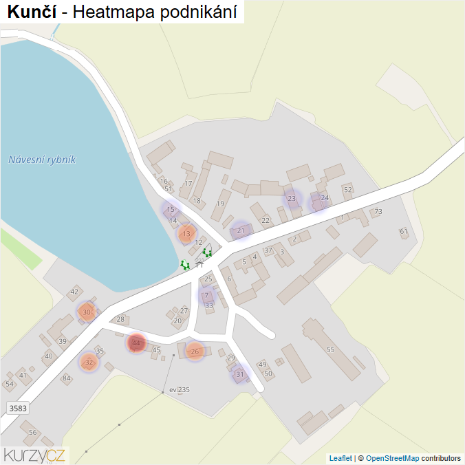 Mapa Kunčí - Firmy v části obce.