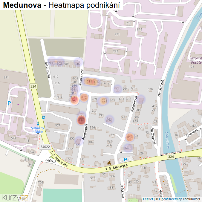 Mapa Medunova - Firmy v ulici.