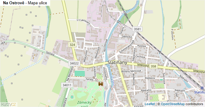 Na Ostrově - mapa ulice
